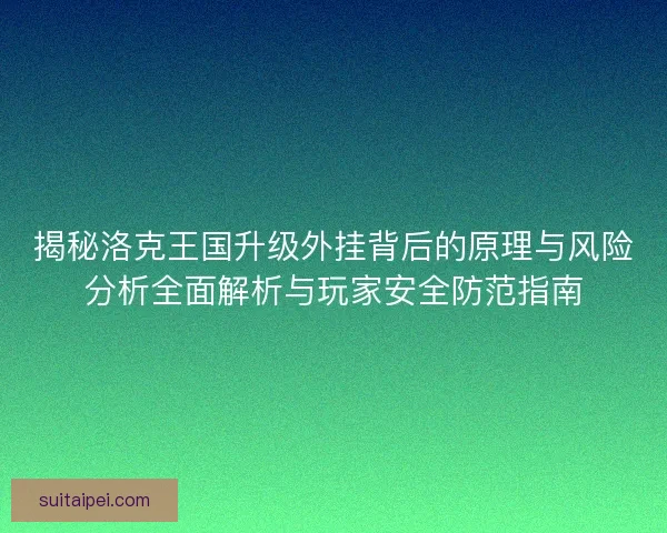 揭秘洛克王国升级外挂背后的原理与风险分析全面解析与玩家安全防范指南