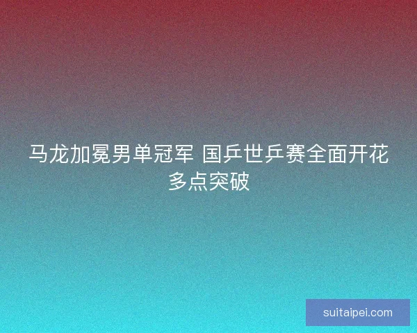马龙加冕男单冠军 国乒世乒赛全面开花多点突破